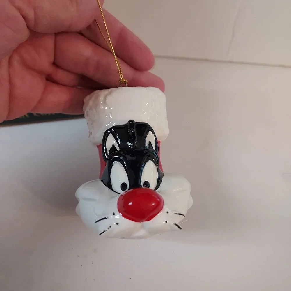 Vintage 1994 Ceramic Looney Tunes Sylvester Christmas Ornament Warner Bros
